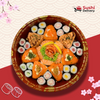 🌙 Salmon Fiesta Platter (26 pcs) + Onigiri (7 pcs) + Sashimi